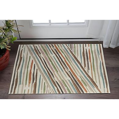 HomeRoots Rectangle Abstract Polypropylene Blend Area Rug