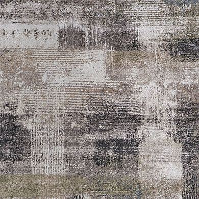 HomeRoots Rectangle Abstract Polypropylene Blend Area Rug