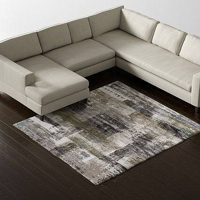 HomeRoots Rectangle Abstract Polypropylene Blend Area Rug