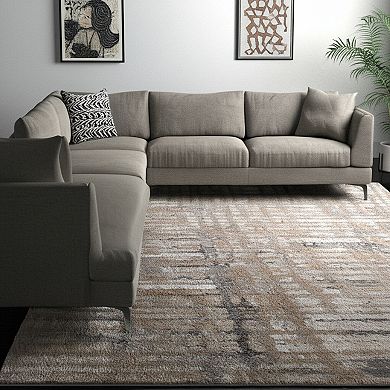 HomeRoots Rectangle Abstract Polypropylene Blend Area Rug