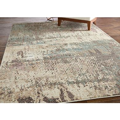 HomeRoots Rectangle Abstract Polypropylene Blend Area Rug