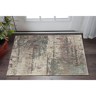 HomeRoots Rectangle Abstract Polypropylene Blend Area Rug