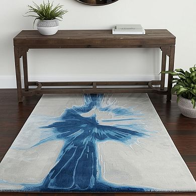 HomeRoots Rectangle Abstract Wool Blend Area Rug