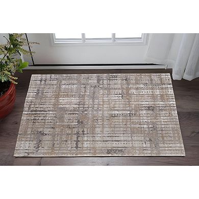 HomeRoots Rectangle Abstract Polypropylene Blend Area Rug