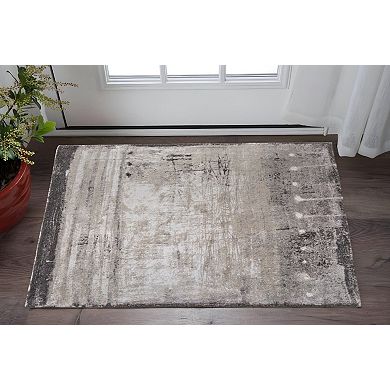 HomeRoots Rectangle Abstract Polypropylene Blend Area Rug
