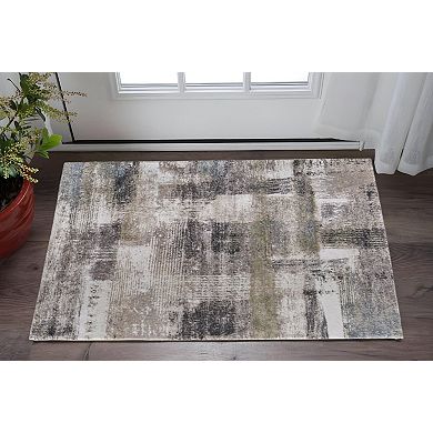 HomeRoots Rectangle Abstract Polypropylene Blend Area Rug