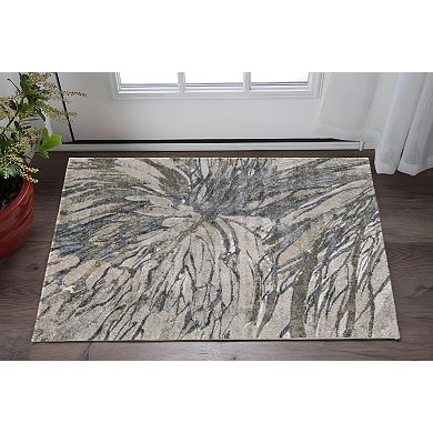 HomeRoots Rectangle Abstract Polypropylene Blend Area Rug
