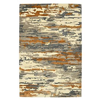 HomeRoots Rectangle Abstract Wool Area Rug