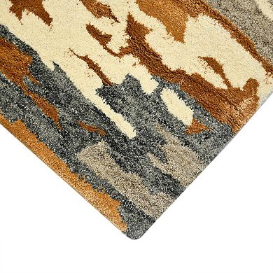 HomeRoots Rectangle Abstract Wool Area Rug