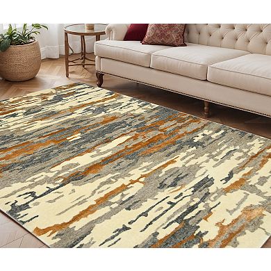 HomeRoots Rectangle Abstract Wool Area Rug