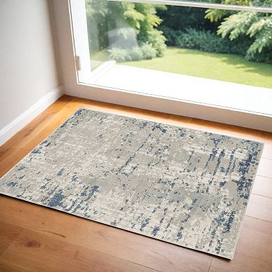 HomeRoots Rectangle Abstract Polypropylene, Polyester Area Rug