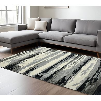 HomeRoots Rectangle Abstract Wool Area Rug