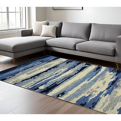 HomeRoots Rectangle Abstract Wool Area Rug