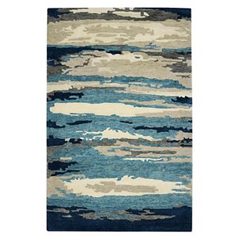 HomeRoots Rectangle Abstract Wool Area Rug