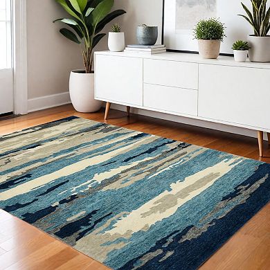 HomeRoots Rectangle Abstract Wool Area Rug