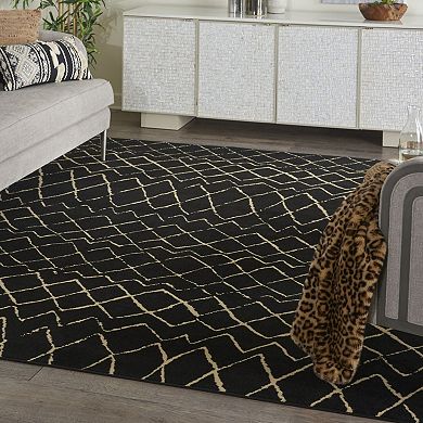 HomeRoots Rectangle Abstract Polypropylene Area Rug