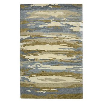HomeRoots Rectangle Abstract Wool Area Rug