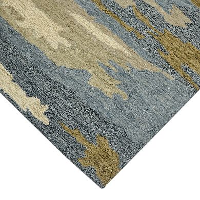 HomeRoots Rectangle Abstract Wool Area Rug