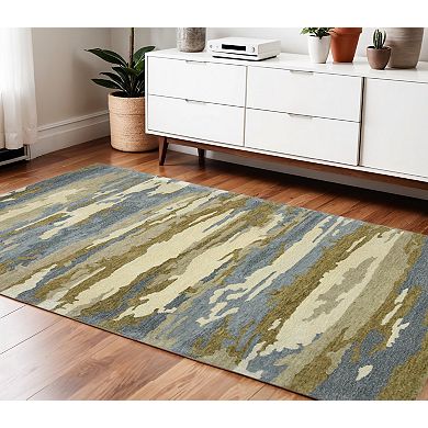 HomeRoots Rectangle Abstract Wool Area Rug