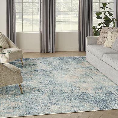 HomeRoots Rectangle Abstract Polyester Area Rug