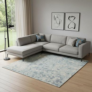 HomeRoots Rectangle Abstract Polyester Area Rug