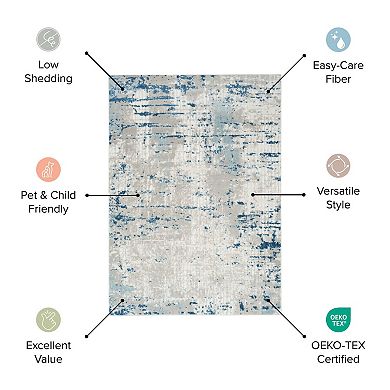 HomeRoots Rectangle Abstract Polypropylene, Polyester Area Rug