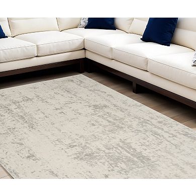 HomeRoots Rectangle Abstract Polypropylene, Polyester Area Rug