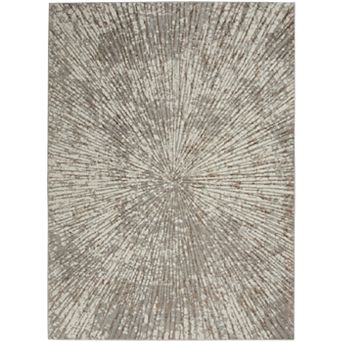 HomeRoots Rectangle Abstract Polyester Area Rug