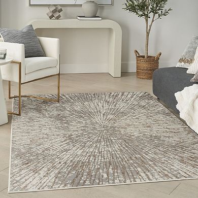 HomeRoots Rectangle Abstract Polyester Area Rug