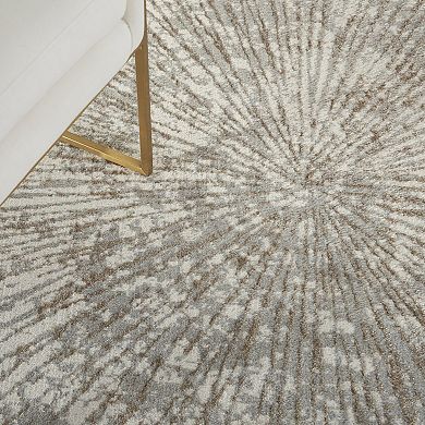HomeRoots Rectangle Abstract Polyester Area Rug