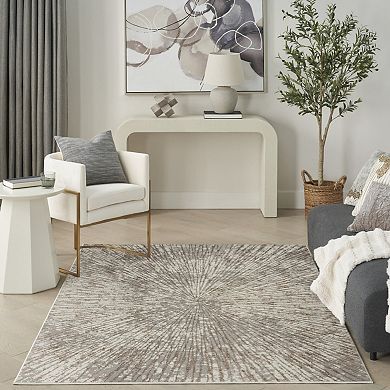 HomeRoots Rectangle Abstract Polyester Area Rug