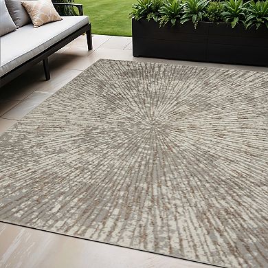 HomeRoots Rectangle Abstract Polyester Area Rug