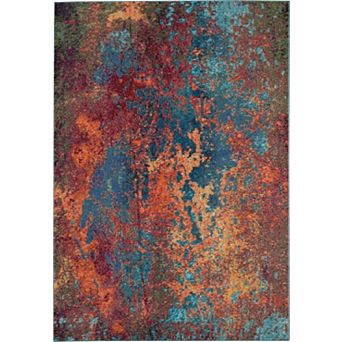 HomeRoots Rectangle Abstract Polypropylene Area Rug