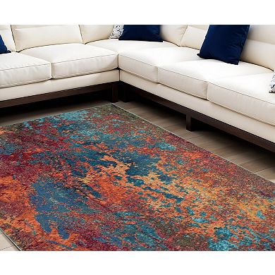 HomeRoots Rectangle Abstract Polypropylene Area Rug