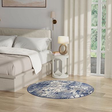 HomeRoots Rectangle Abstract Polypropylene Area Rug
