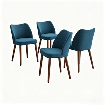 Dining Chairs Set of 4 Wingback Linen PU Wood Legs Leveling Feet Kitchen Living Dining Room