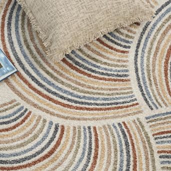 HomeRoots Rectangle Abstract Polyester Area Rug