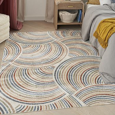 HomeRoots Rectangle Abstract Polyester Area Rug