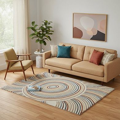 HomeRoots Rectangle Abstract Polyester Area Rug