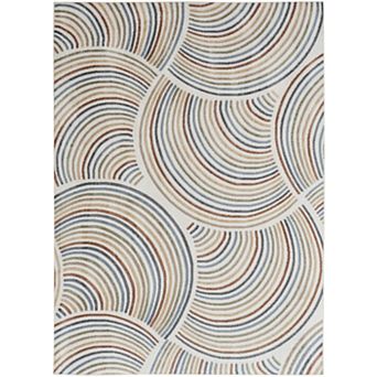 HomeRoots Rectangle Abstract Polyester Area Rug