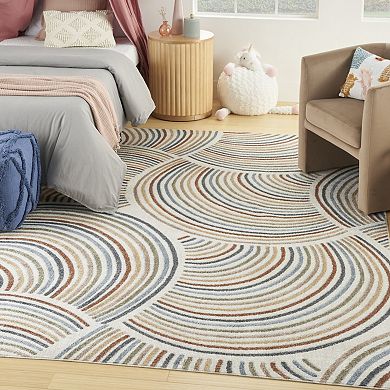 HomeRoots Rectangle Abstract Polyester Area Rug