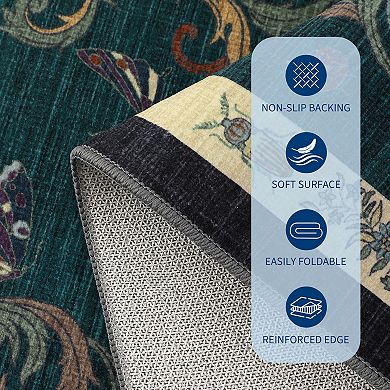 Forest Insect Washable Rug with TPR Backing Soft Non-Slip Low-Pile Carpet for Living Room Bedroom