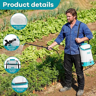 1.32 Gallon Battery Powered Sprayer 0-60PSI Adjustable Pressure with Strap