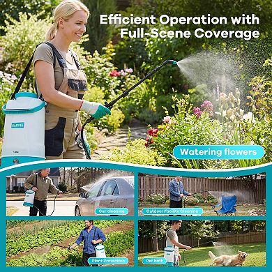 1.32 Gallon Battery Powered Sprayer 0-60PSI Adjustable Pressure with Strap