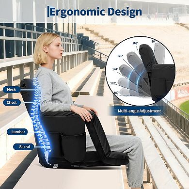 2 Pack Adjustable Stadium Bleacher Seats Thick Cushion Folding Chair with Armrest