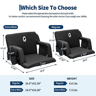 2 Pack Adjustable Stadium Bleacher Seats Thick Cushion Folding Chair with Armrest