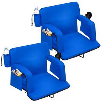 2 Pack Adjustable Stadium Bleacher Seats Thick Cushion Folding Chair with Armrest