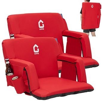2 Pack Adjustable Stadium Bleacher Seats Thick Cushion Folding Chair with Armrest