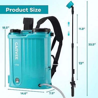 4.23 Gallon Blue Backpack Sprayer 0-65PSI Adjustable Pressure with 5 Nozzles