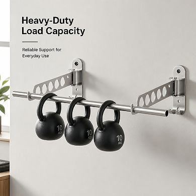 2-Pack Wall Mounted Clothes Drying Rod 11.8in Foldable Multi-Hole Hanger Rail with Hooks